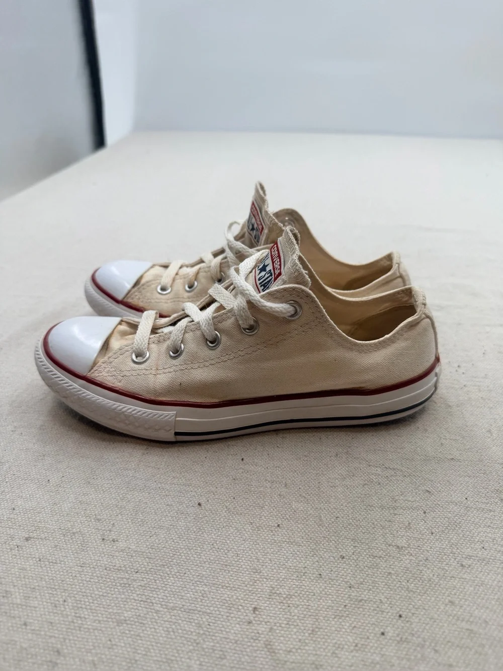 Converse Kids Low-Top Canvas Sneakers in Cream